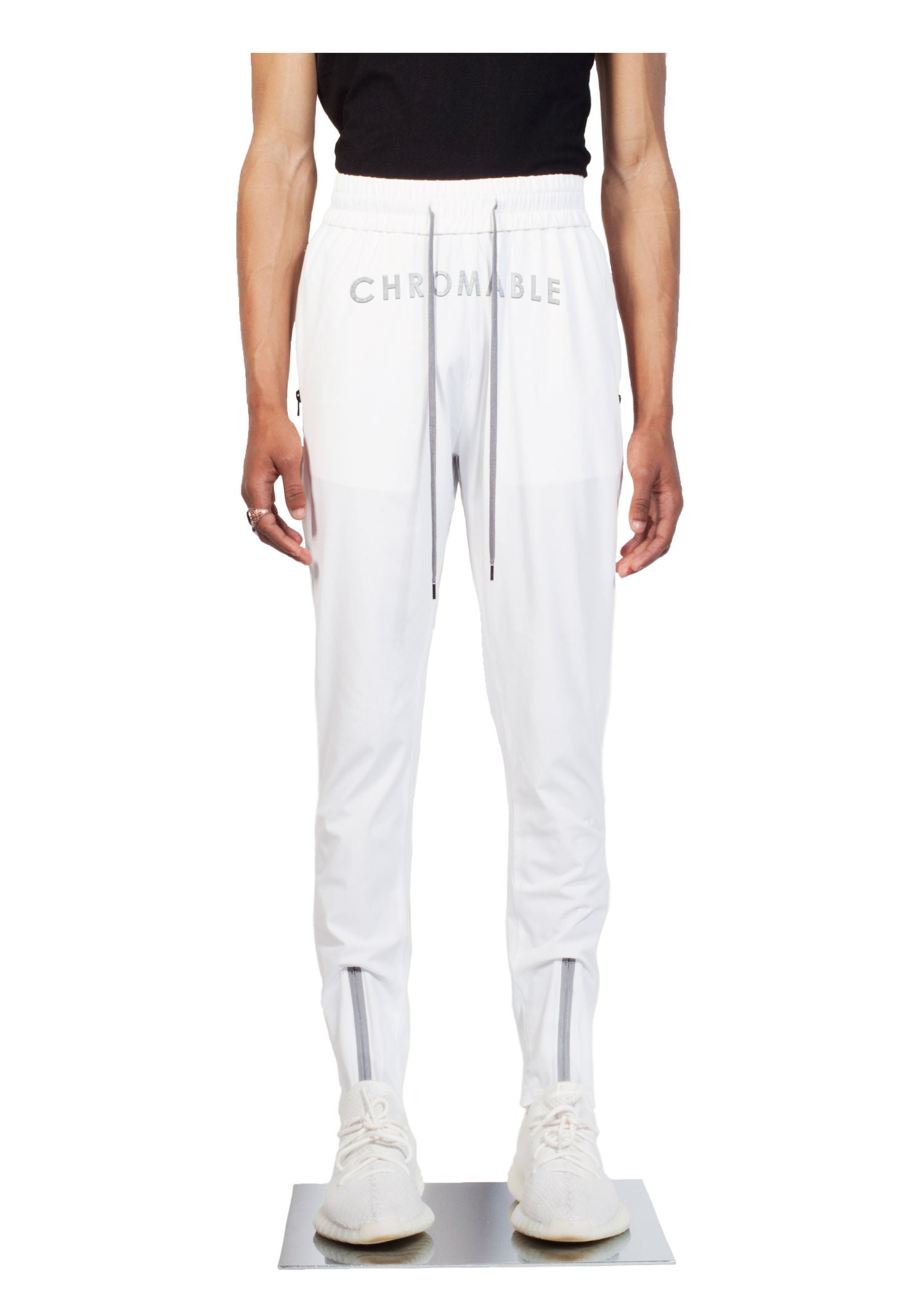 Checker Plate Track Pants - White - Front - CHROMABLE Paris SS19 - Cosy Unisex Track Pants