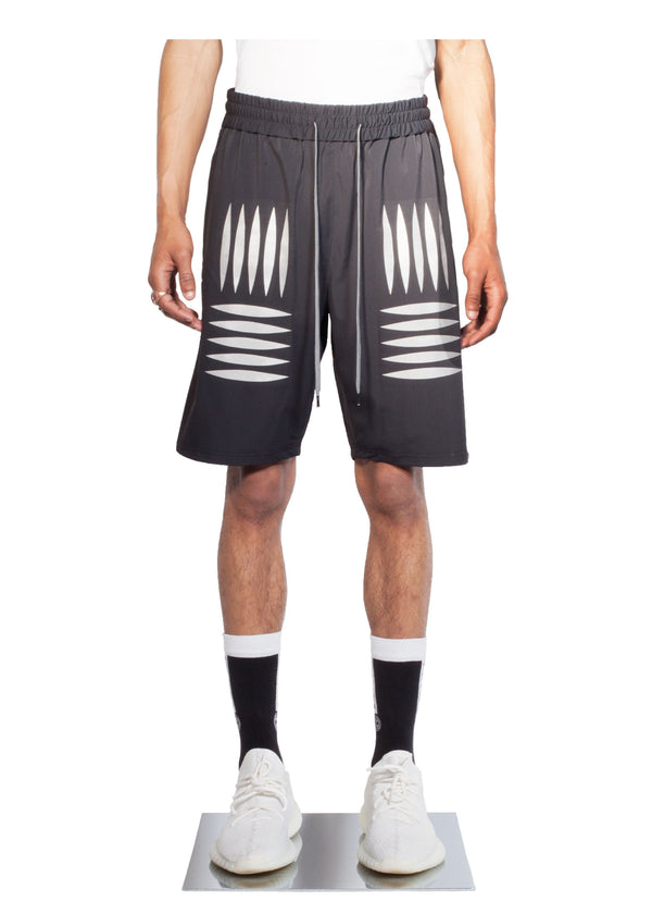 Checker Plate Short - Black - Front - CHROMABLE Paris SS19 - Black unisex sporty short
