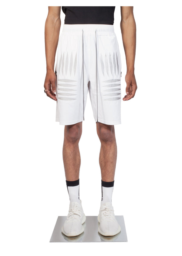 Checker Plate Short - White - Front - CHROMABLE Paris SS19 - White unisex sporty short