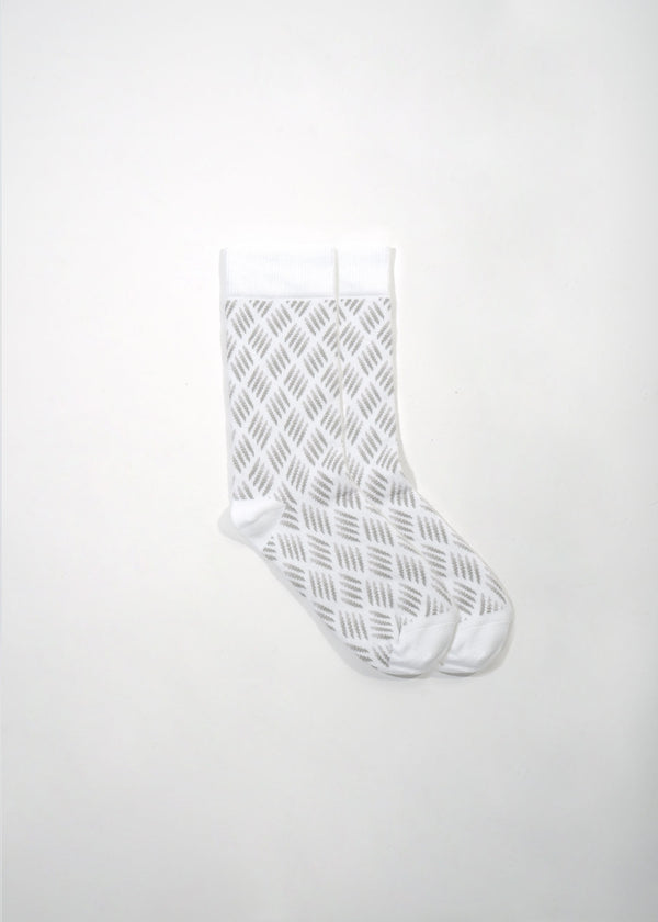 Checker Plate Socks - White - Front - CHROMABLE