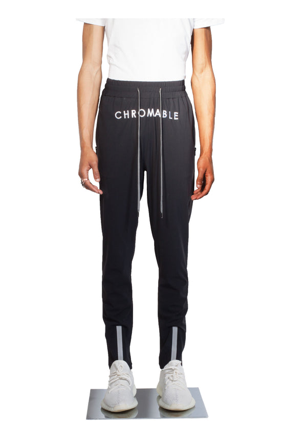 Checker Plate Track Pants - Black - Front - CHROMABLE Paris SS19 - Cosy Unisex Track Pants