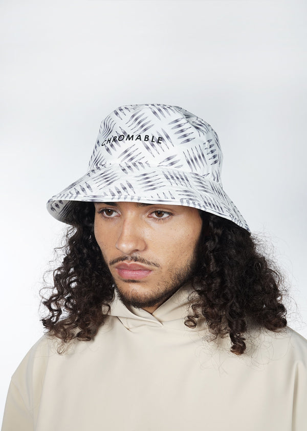Nylon All Over Bucket Hat - White - Side - CHROMABLE